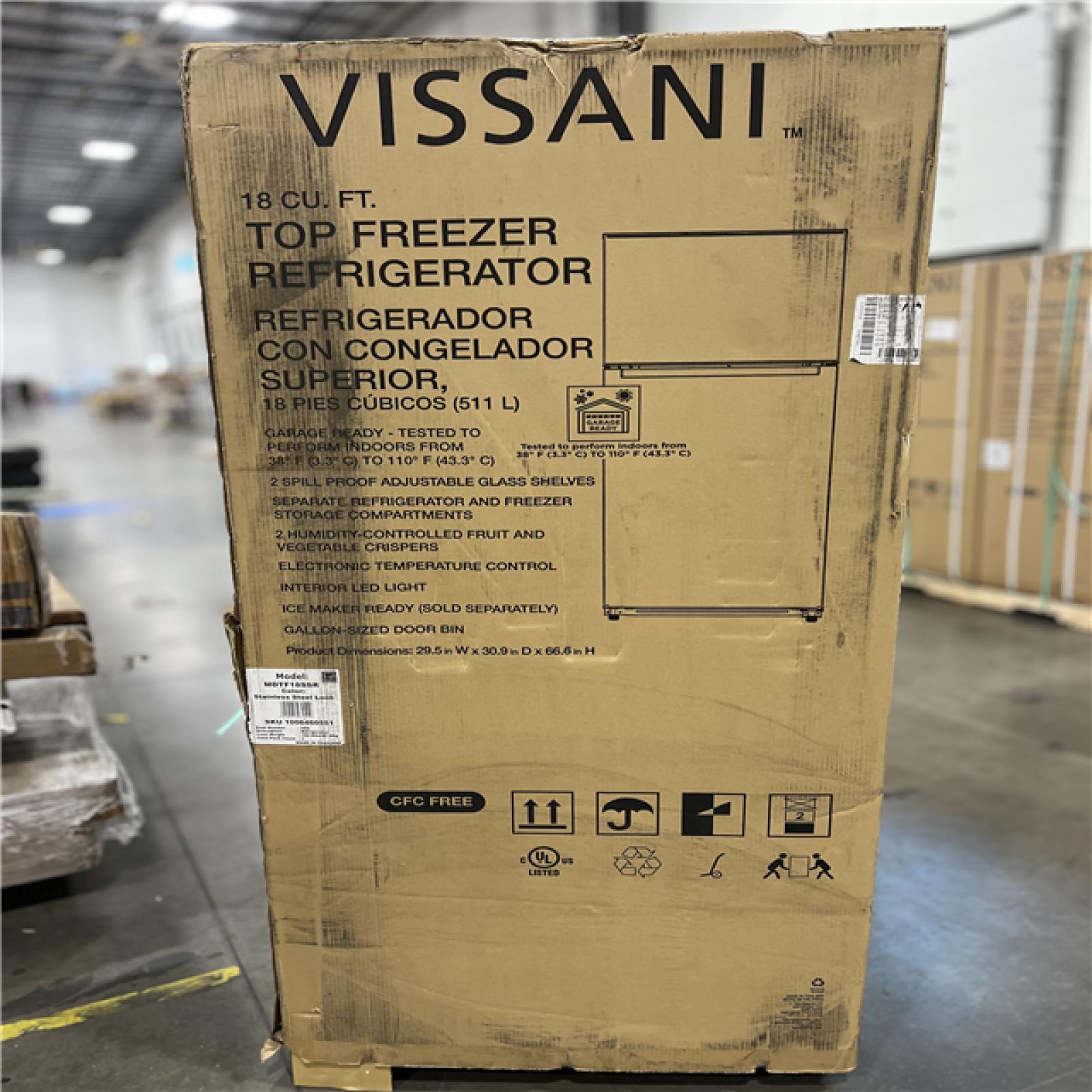 DALLAS LOCATION Vissani 18 cu. ft. Top Freezer Refrigerator in