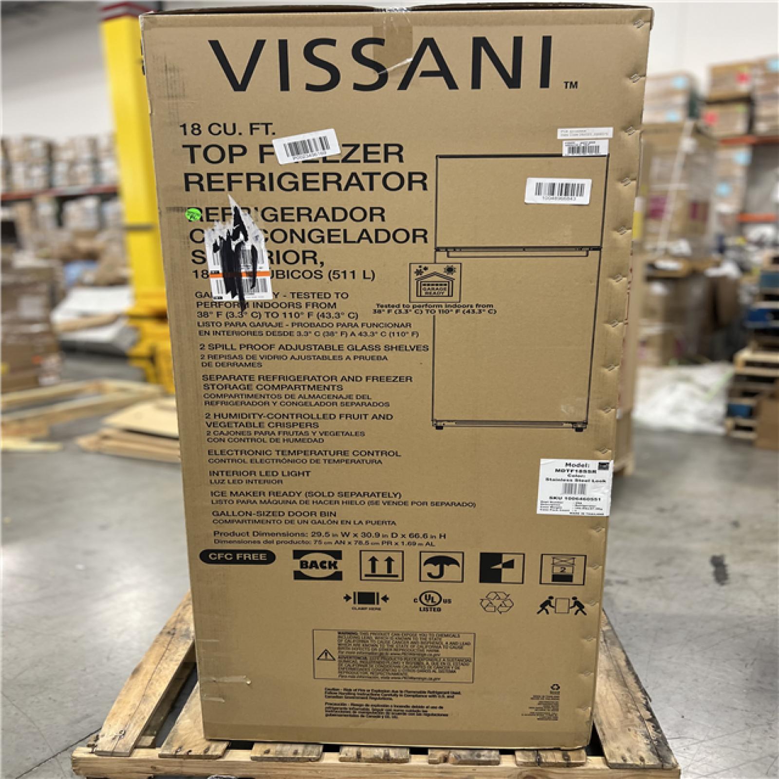 DALLAS LOCATION Vissani 18 cu. ft. Top Freezer Refrigerator in