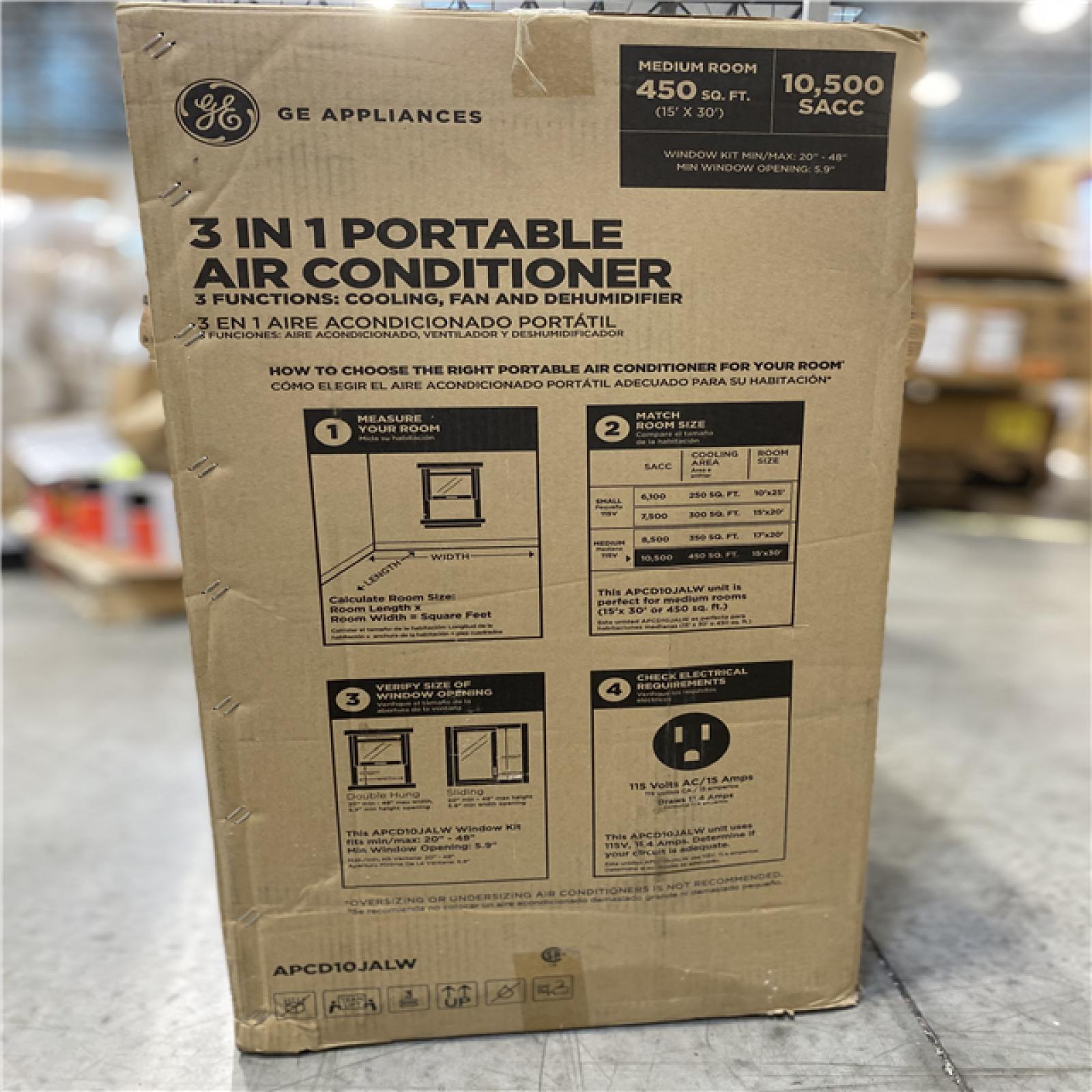 LIKE NEW! GE 10,500 BTU Portable Air Conditioner 3in1 Cools 450 Sq