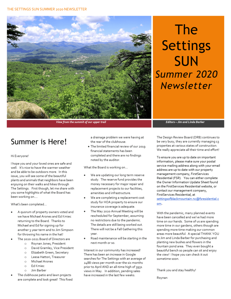 News & Events Settings of Black Mountain