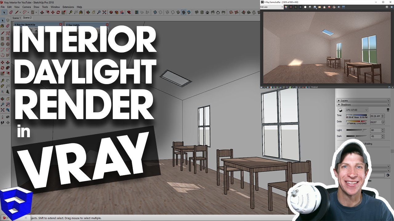 VRAY INTERIOR LIGHTING TUTORIAL Rendering with Daylight in SketchUp