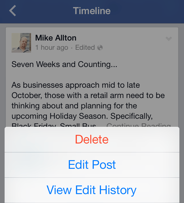 Edit Facebook Posts and Comments from your iPhone! The Social Media Hat