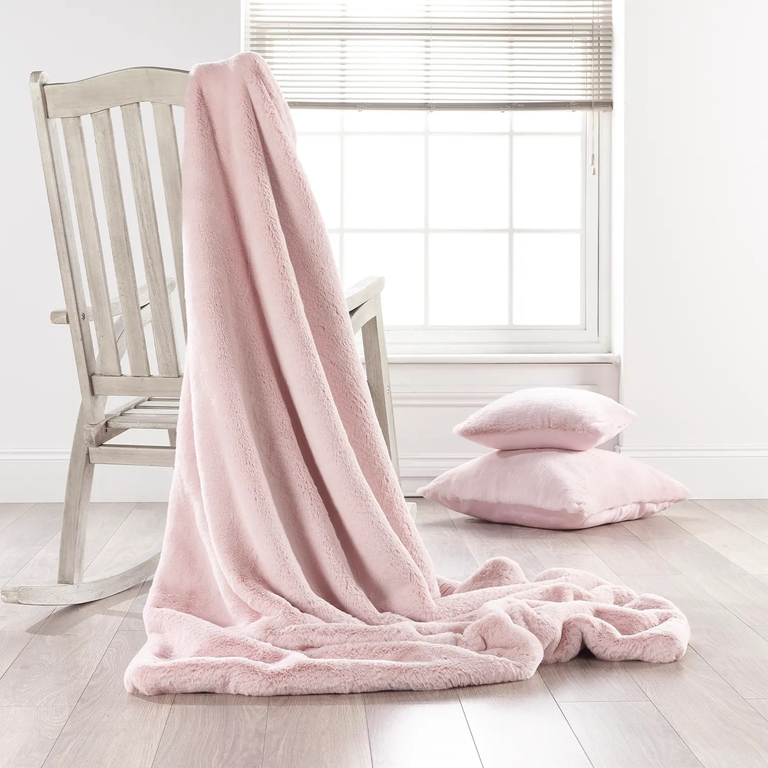 Soft Pink Luxury Faux Fur Throws and Cushions The Sofa Throw Company