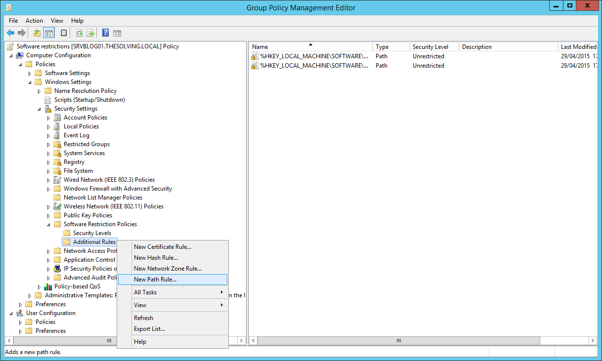 How to Software Restriction policy for AD Domain Users