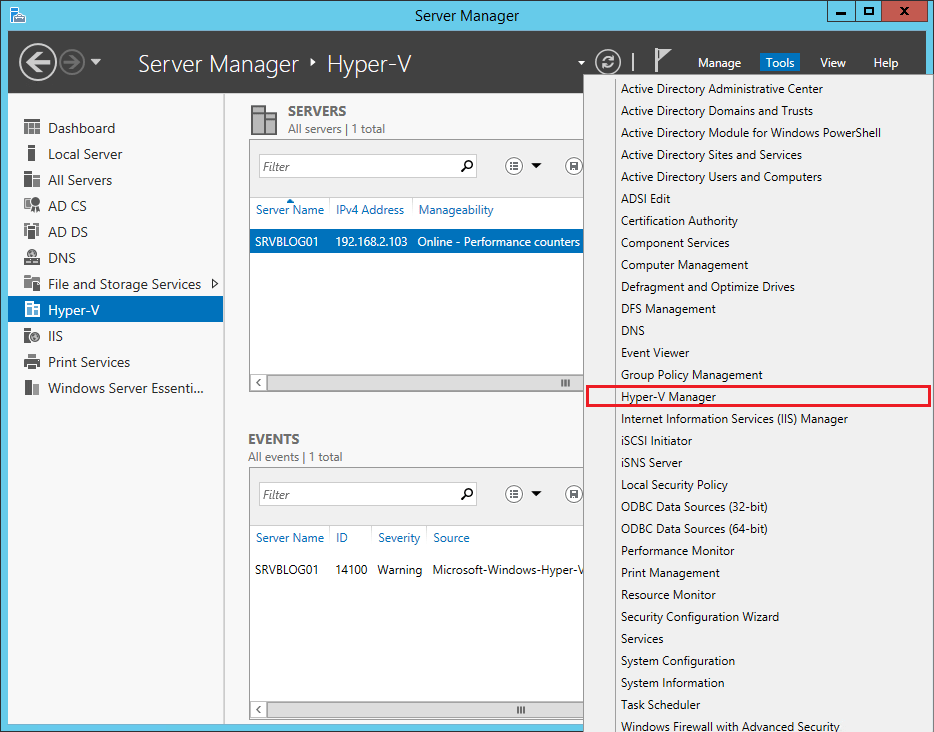 How to create a Virtual Switch on a HyperV server