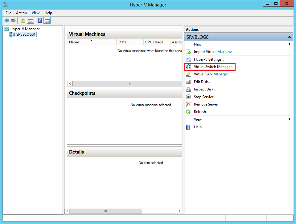 How to create a Virtual Switch on a HyperV server