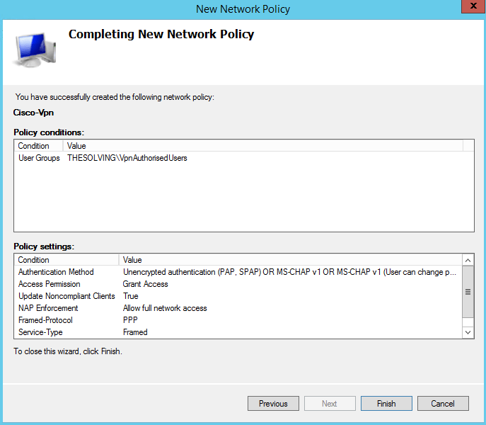 Configure a Radius server on Windows Server to authenticate Cisco VPN