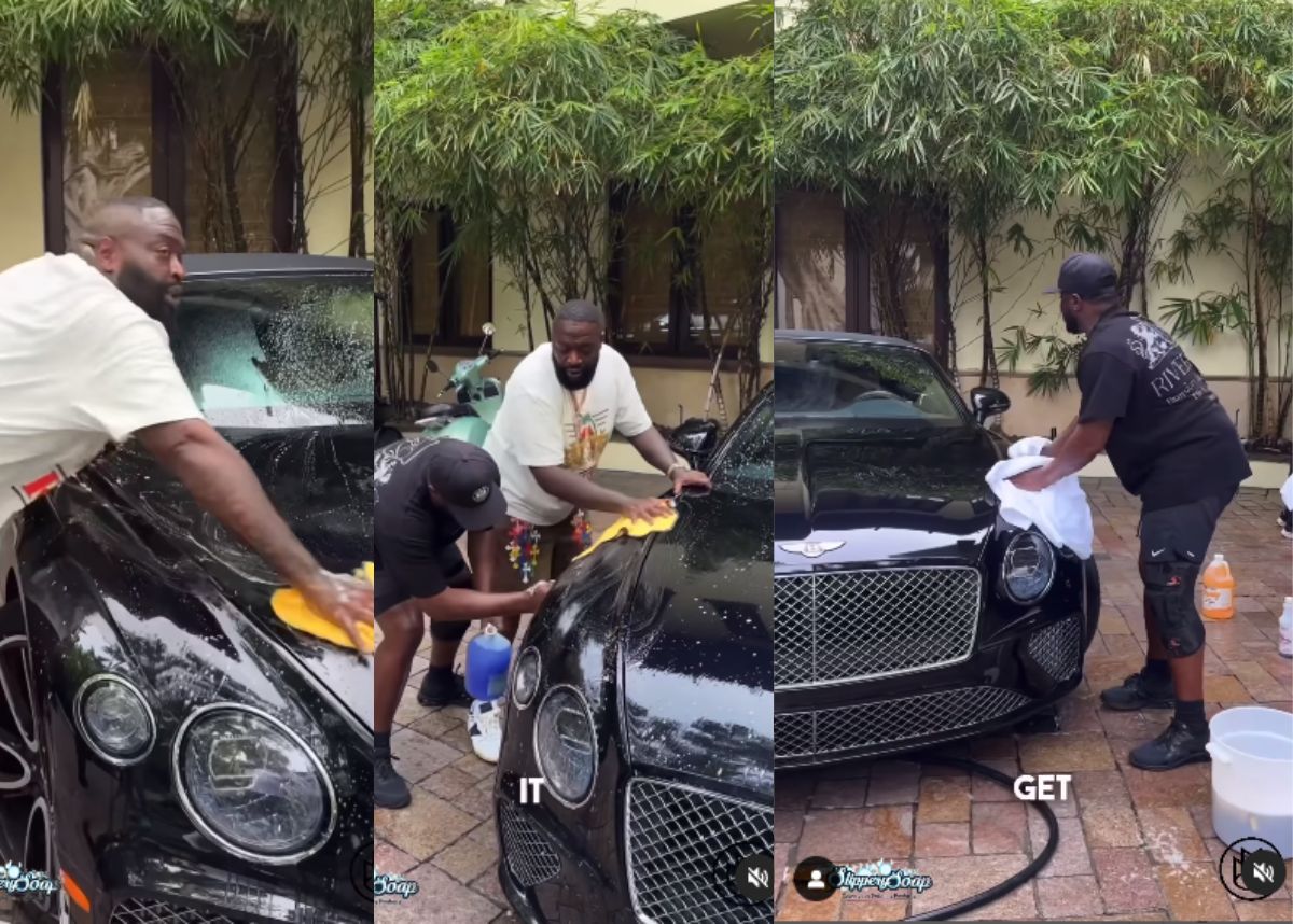 Instagram Reel Rick Ross does car wash as his side hustle