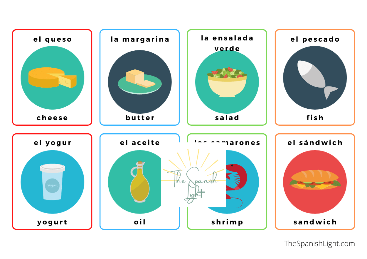 Foods in Spanish and English Bundle The Spanish Light