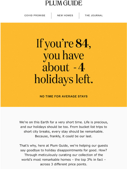 Stink Studios Plum Guide warns you to holiday well while you still can