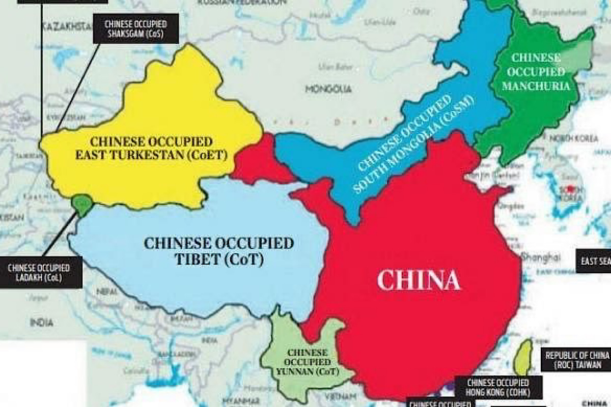 The real map of China shows it is smaller than India in size The