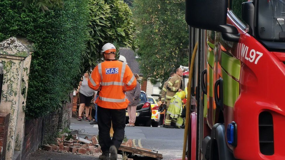 House partially collapsed after a portable gas canister exploded in