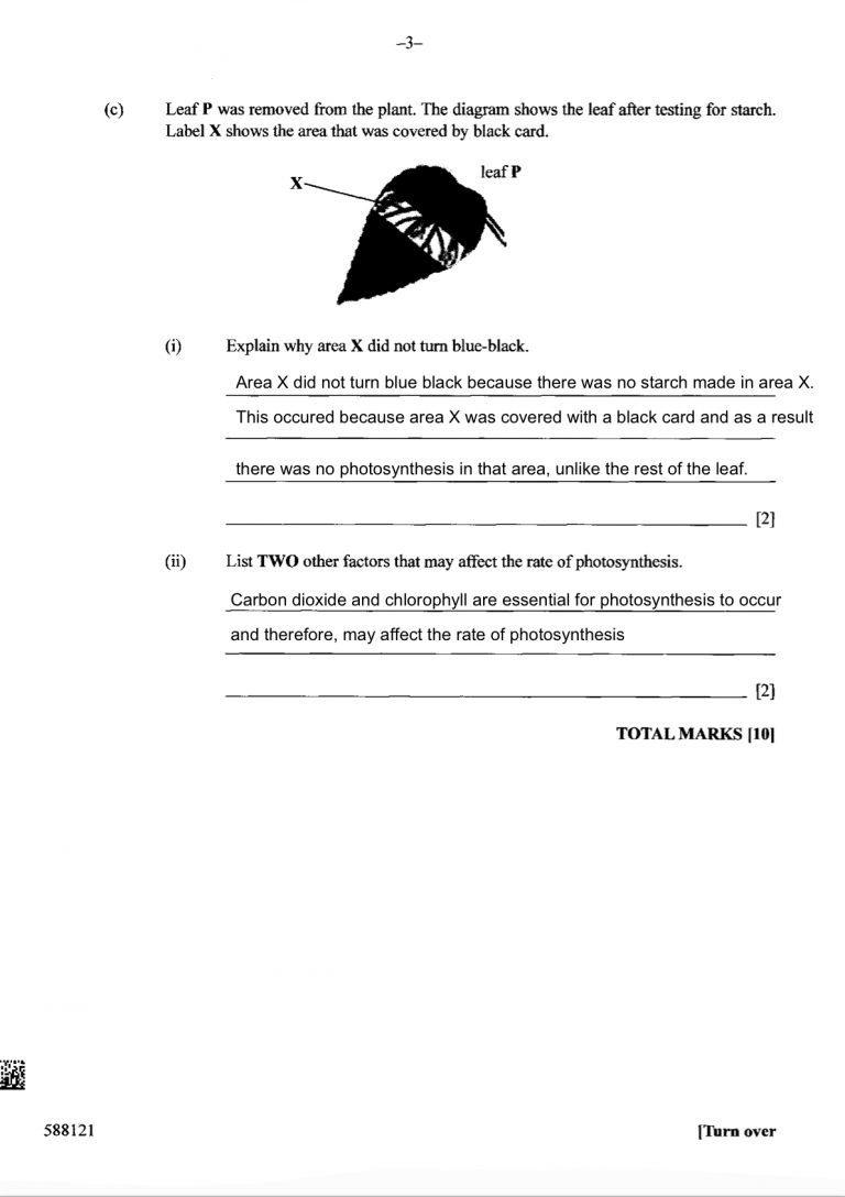 BGCSE Biology 2018 Paper 5 Answer Key The Student Shed