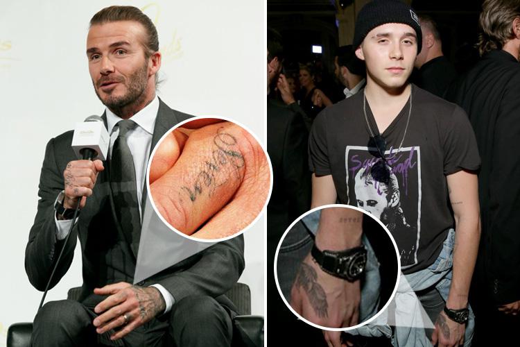 David Beckham Shows Off New Tattoo Of The Word 'Seven' On His Finger – Matching Brooklyn's One On His Wrist 500_x_750_jpg