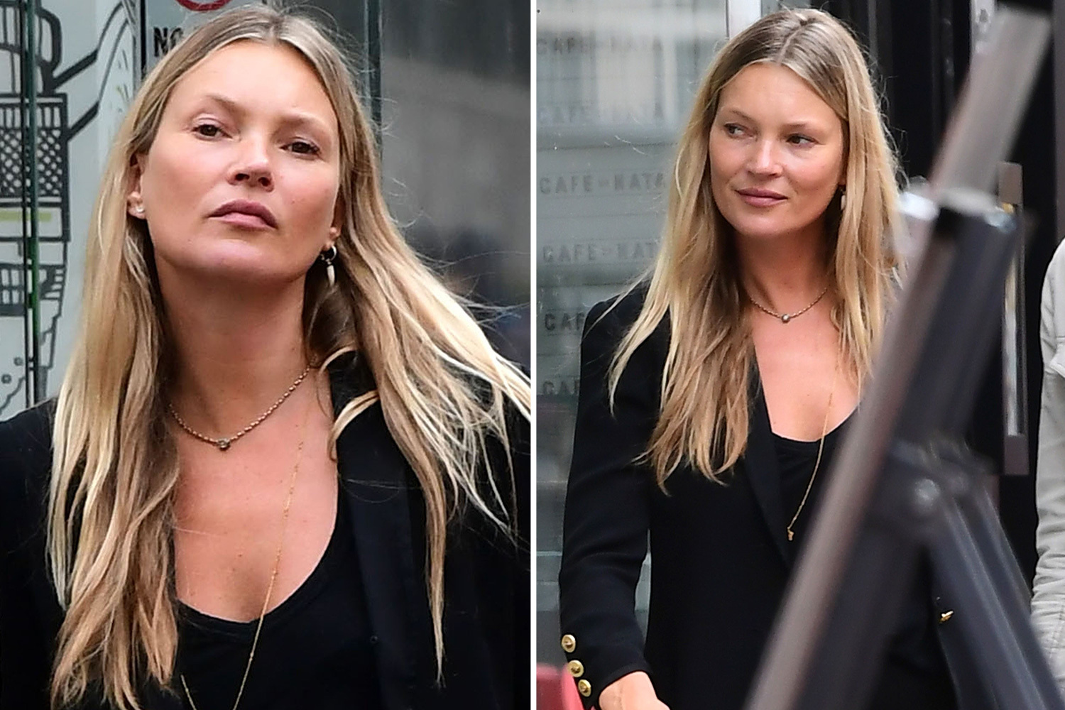 Kate Moss, 46, shows off her fresh face after ditching allnight