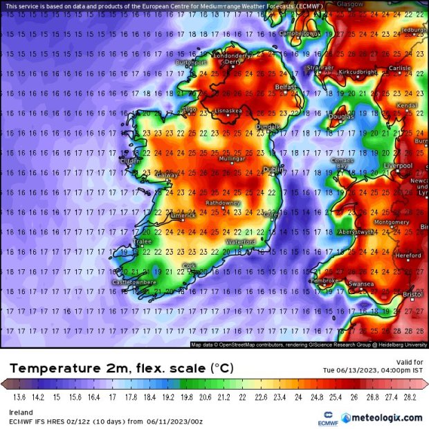 Met Eireann pinpoint exactly when Ireland set to boil in hottest day of