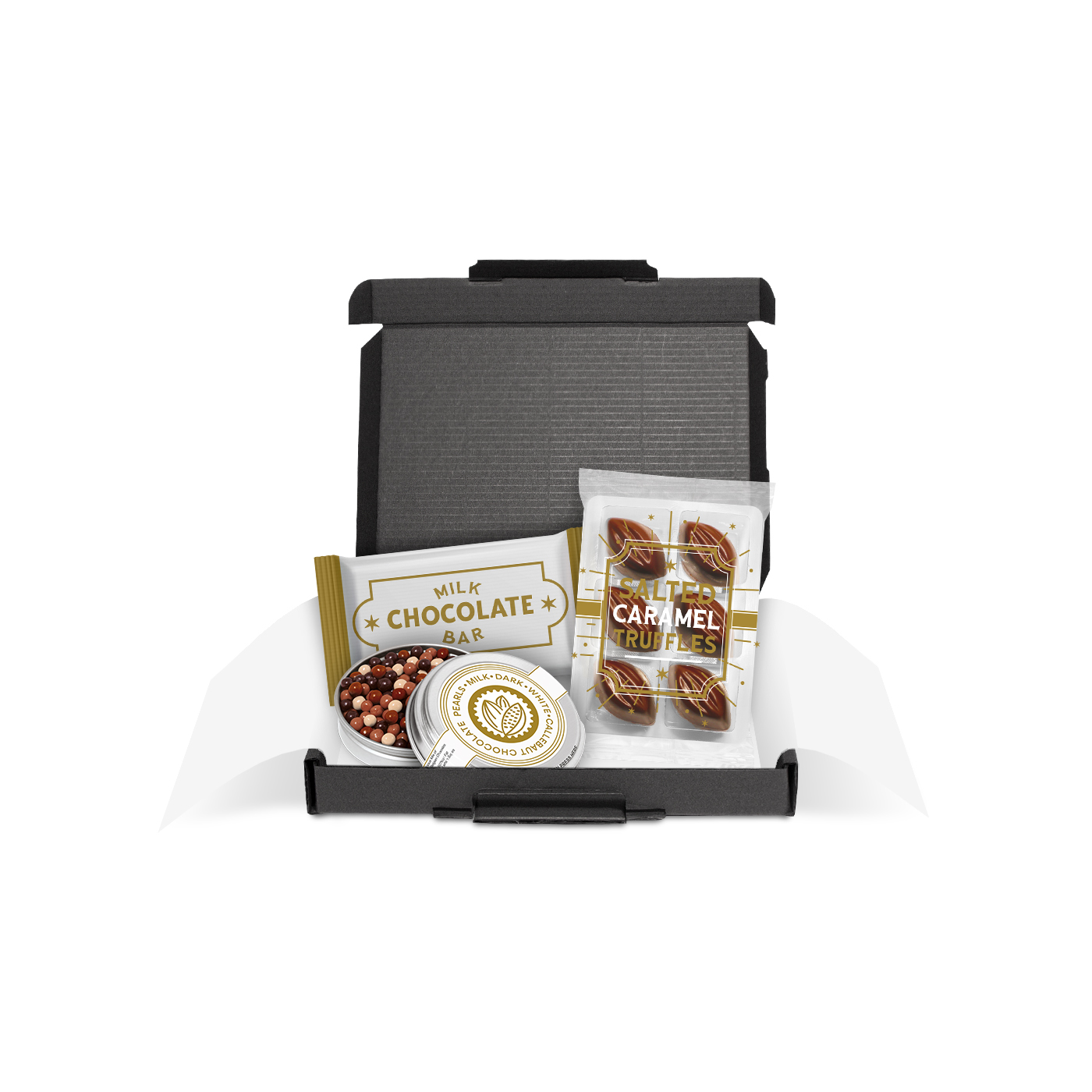 Gift Boxes Mini Black Postal Box Chocolate Edition Code Print