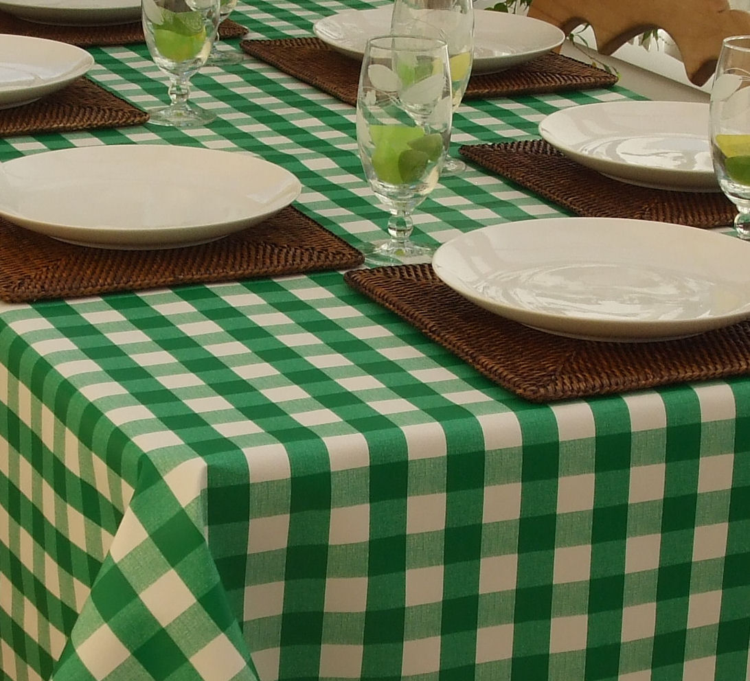 Rectangle Wipe Clean Tablecloth Green Gingham The Tablecloth Company