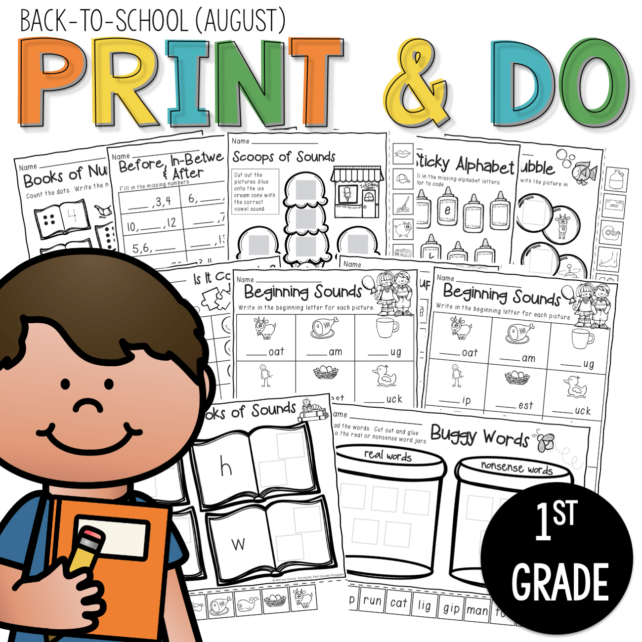 1st Grade Morning Work NO PREP August Back to School Worksheets The