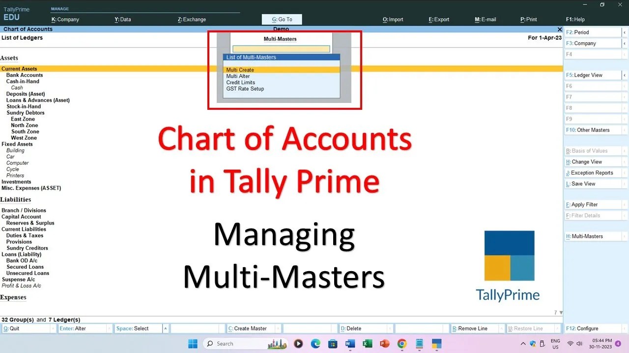 Mastering Tally Prime Creating Multiple Ledgers and Groups