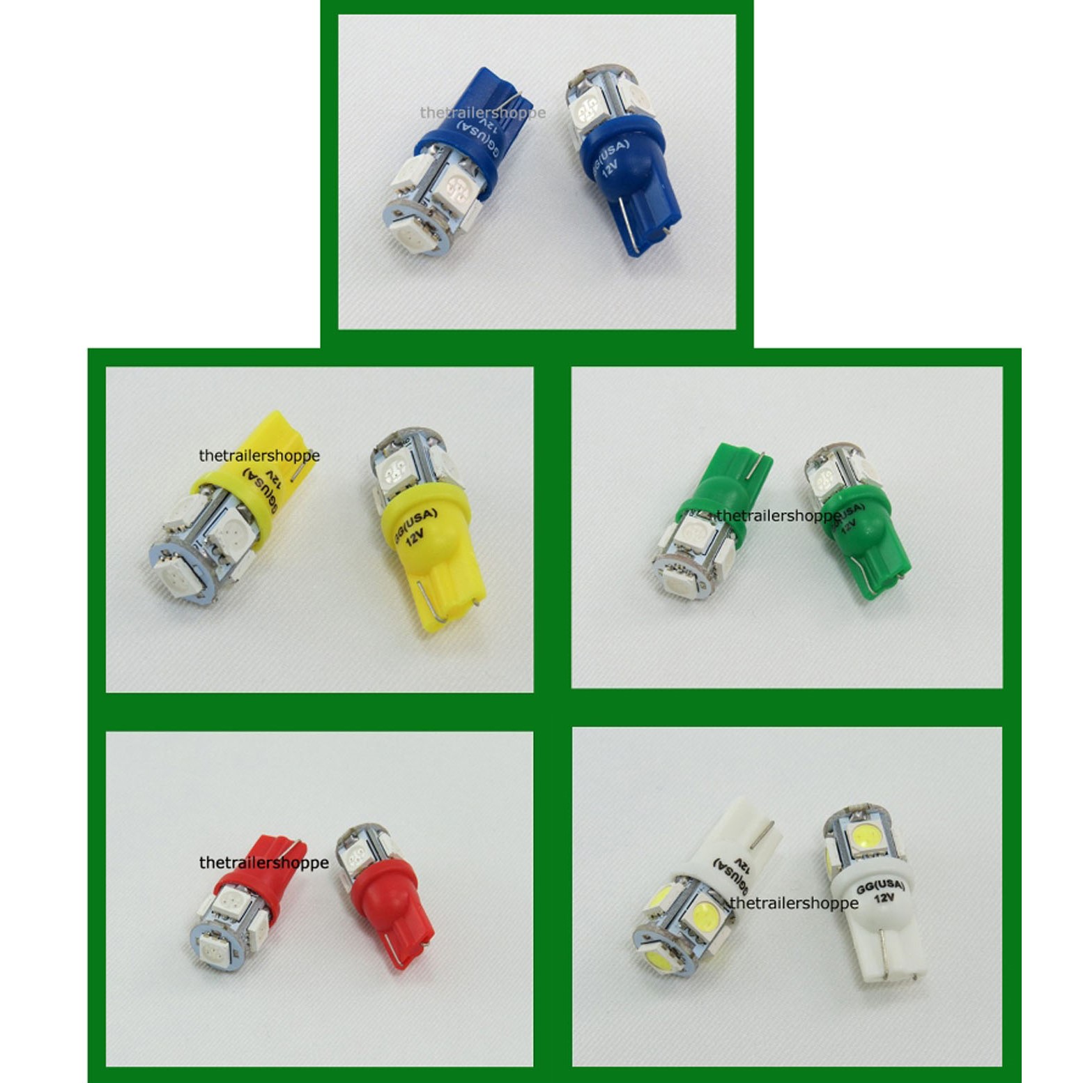 Tower Replacement 5 LED Light Bulbs 194 & 168 The Trailer Shoppe