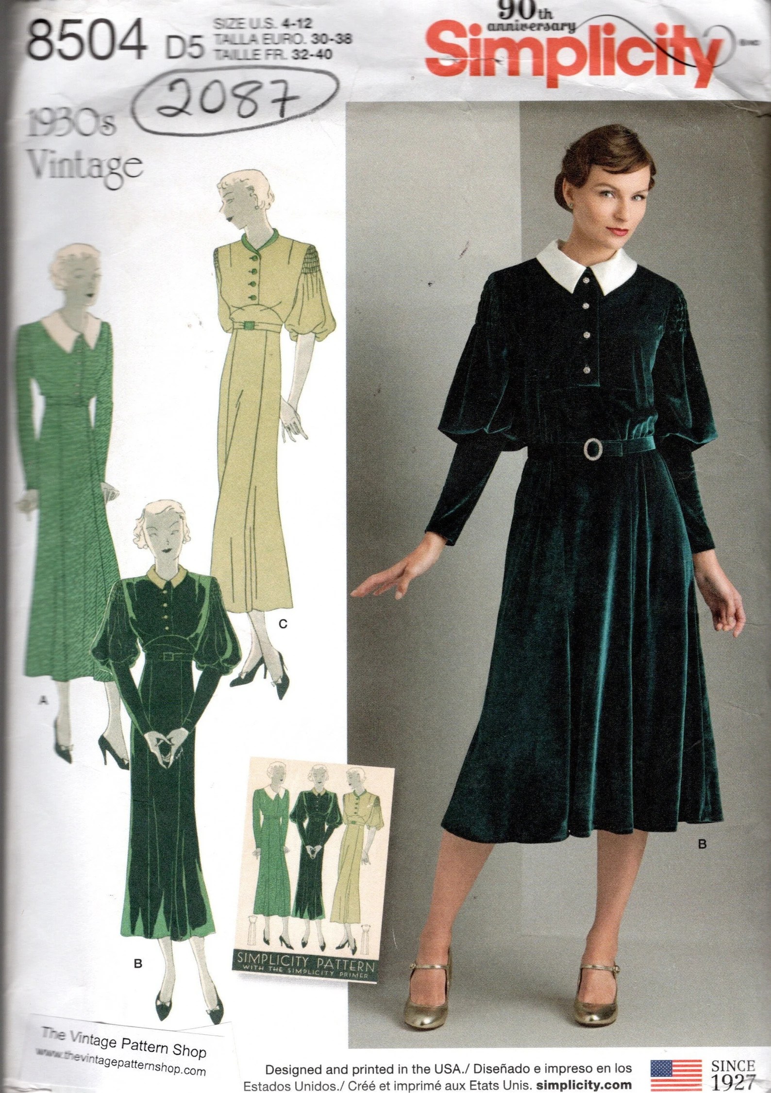 1930s Dress Patterns provided by The Vintage Pattern Shop