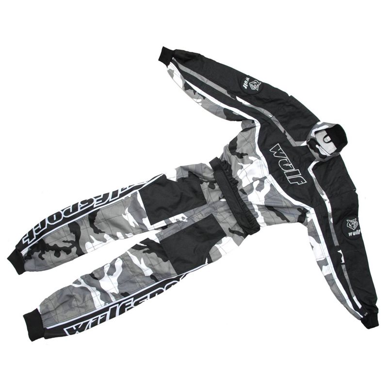 Wulfsport One Piece Kids Racing Suit (Black Camo) The Visor