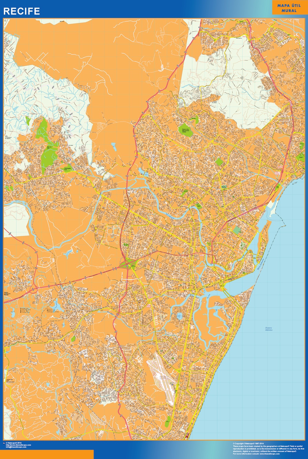 Recife map Wall maps of he world