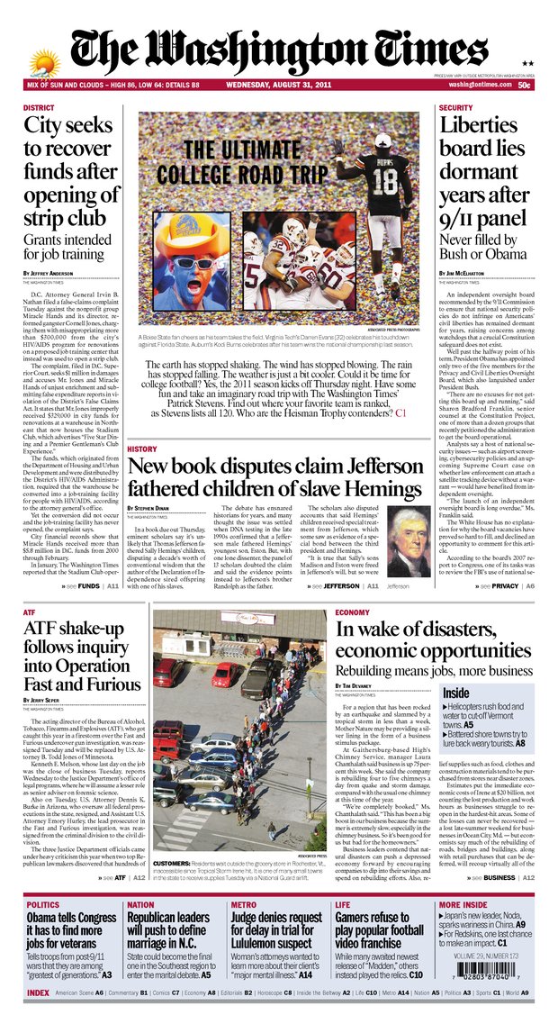 Kodi Burns on the Cover of the Washington Times