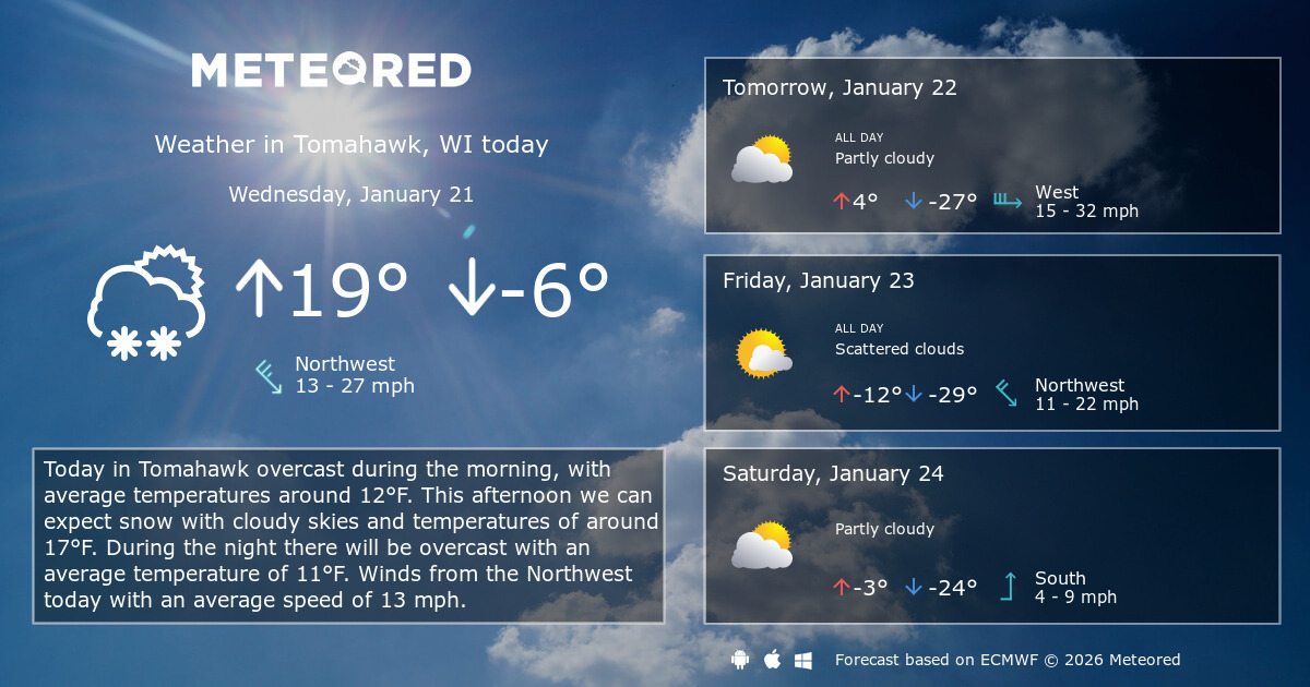 Tomahawk, WI Weather 14 days Meteored