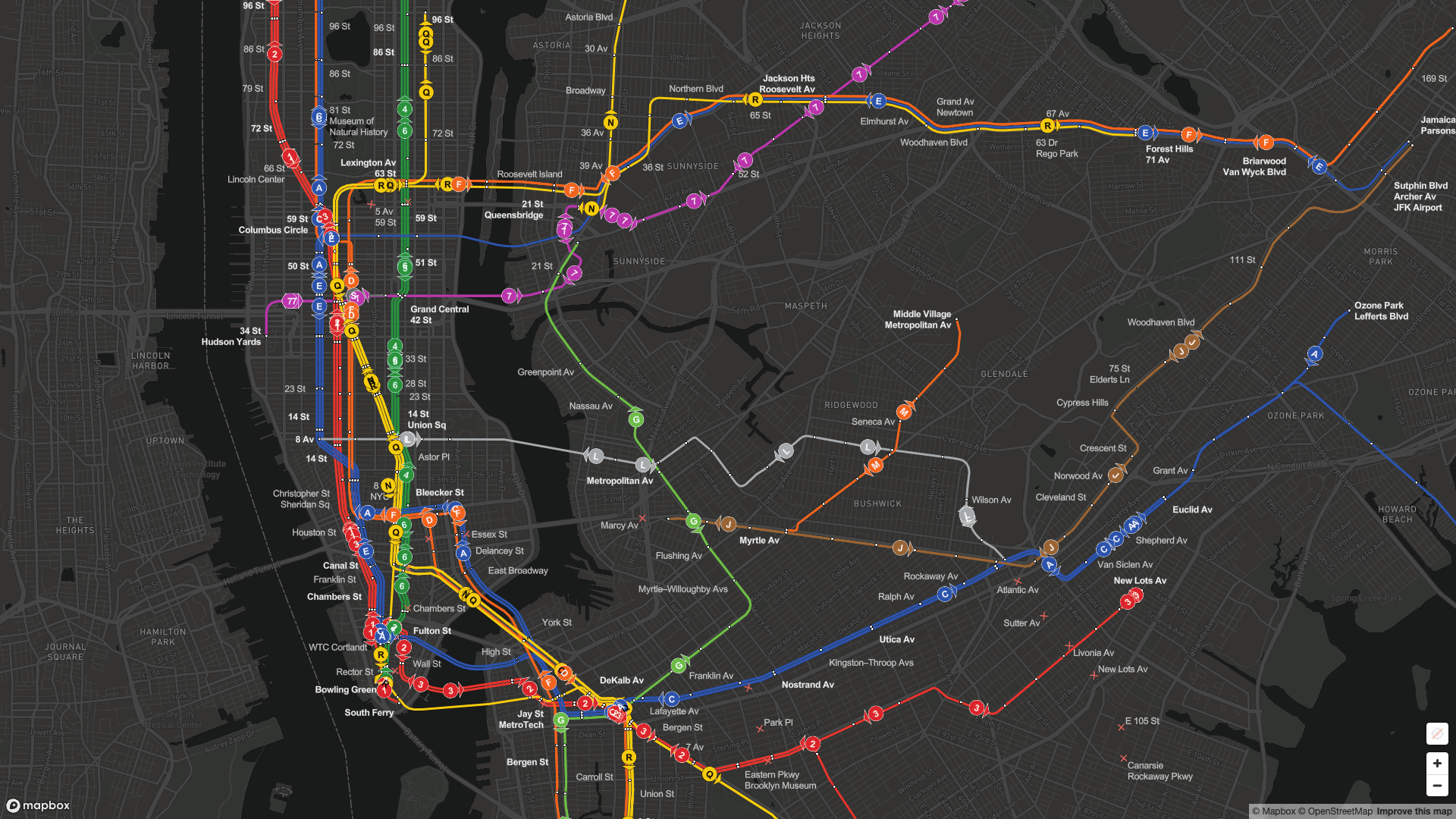 The Weekendest RealTime New York City Subway Map