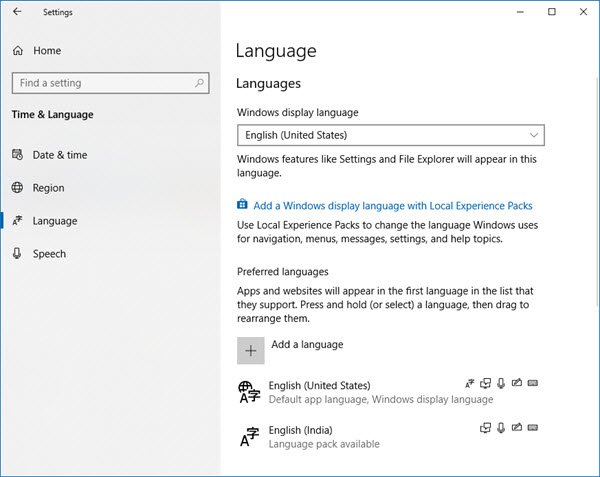 How to change Language in Windows 10