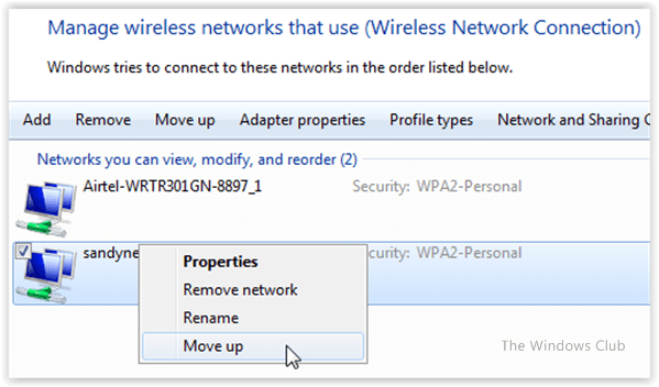 How to change WiFi Network Connection priority in Windows 10