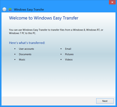 Windows Easy Transfer w systemie Windows, dla systemu.