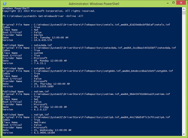 How to get Windows Installed Driver list using PowerShell