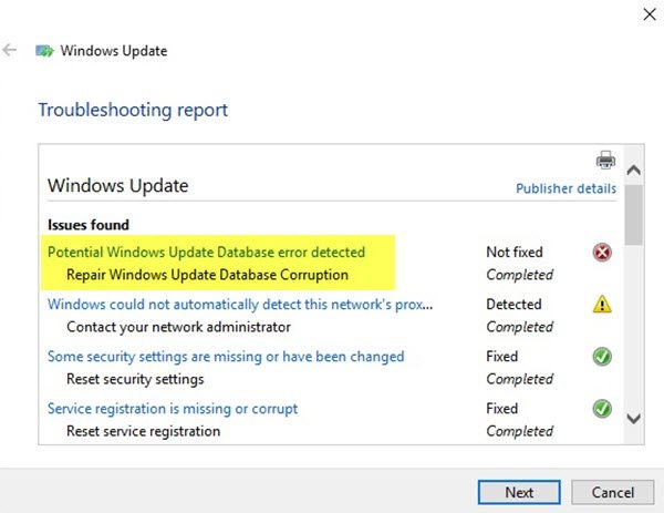 windows check for updates issue detected Microsoft.