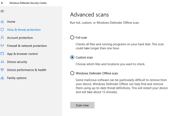 Manually Scan with Microsoft Defender Antivirus in Windows 11