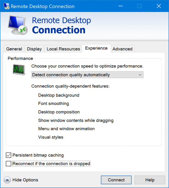 An internal error has occurred error for Remote Desktop Connection