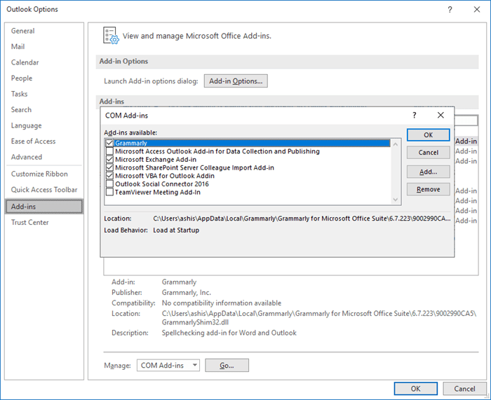 I can’t start Microsoft Outlook or receive the error “Cannot start.