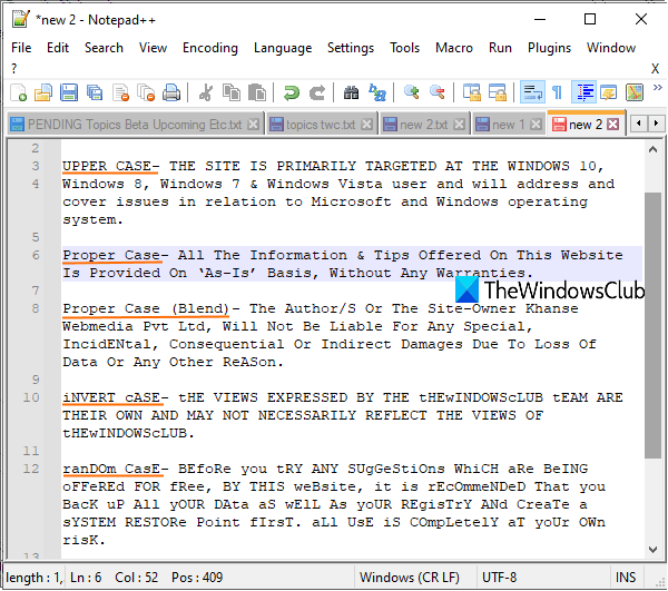 How to change text case in Notepad++