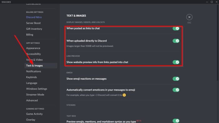 How to disable Autoembed Link preview in Discord