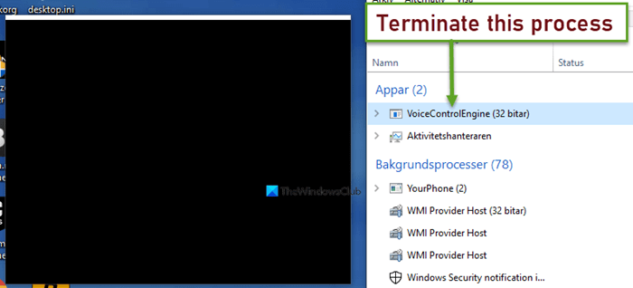Fix Black Box on Windows 10 Desktop