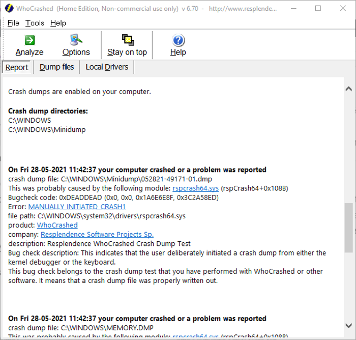 Best Free Crash Dump Analyzer software for Windows 11/10