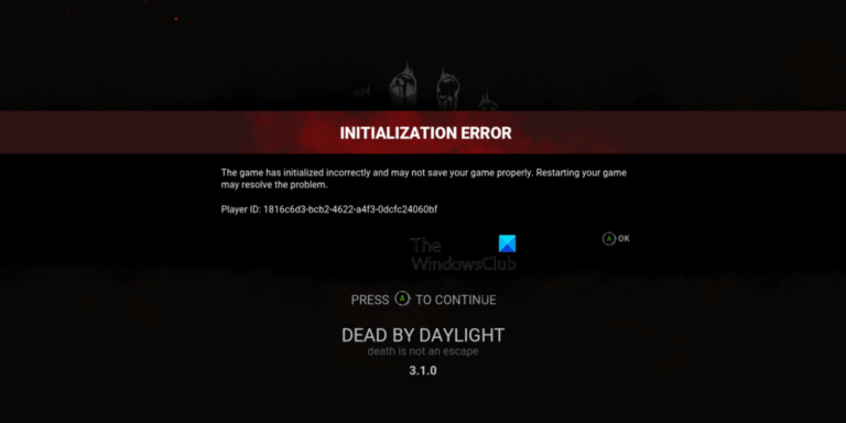 Initialization Error on Dead By Daylight on PC and Xbox