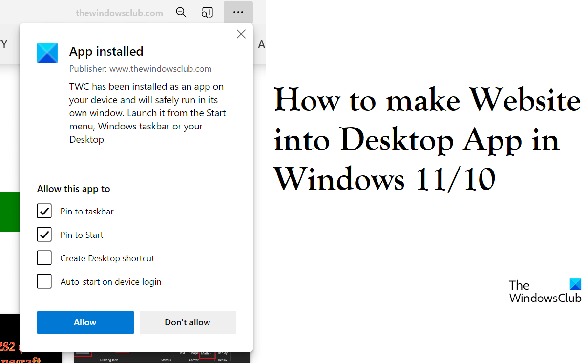 How to Turn sites into Desktop Apps in Windows 11/10