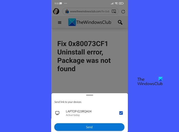 How to send Links from Android phone to PC