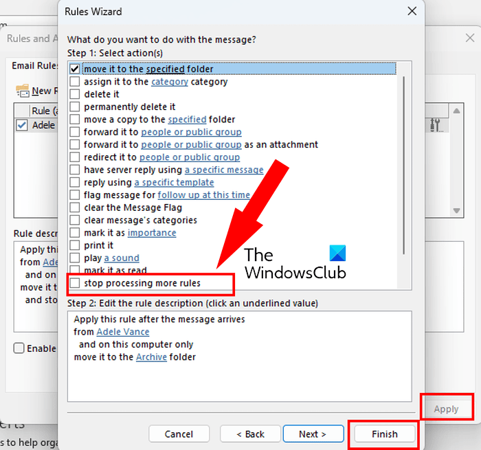 Outlook Rules are not supported for this account