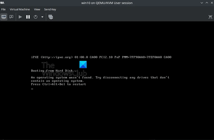 Máy ảo không khởi động được nếu không có file ISO