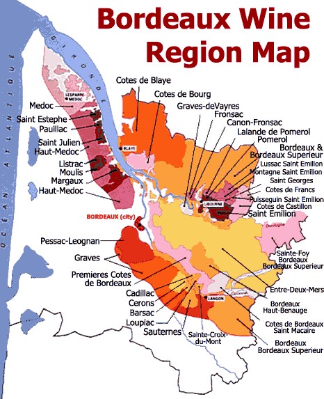Bordeaux On French Map Maps Of Bordeaux Wine Producers, Appellations, Chateaux