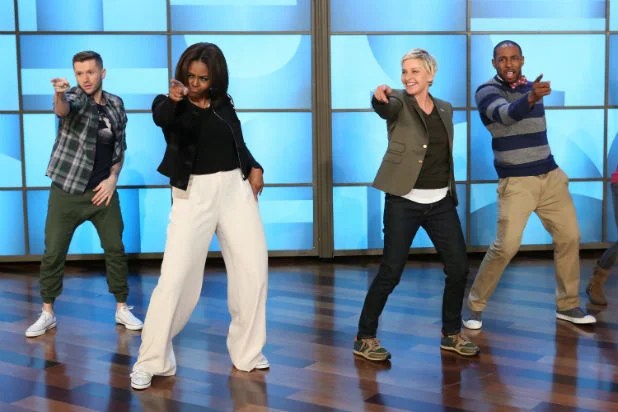 Michelle Obama Challenges Ellen Degeneres to GimmeFive Dance (Video)